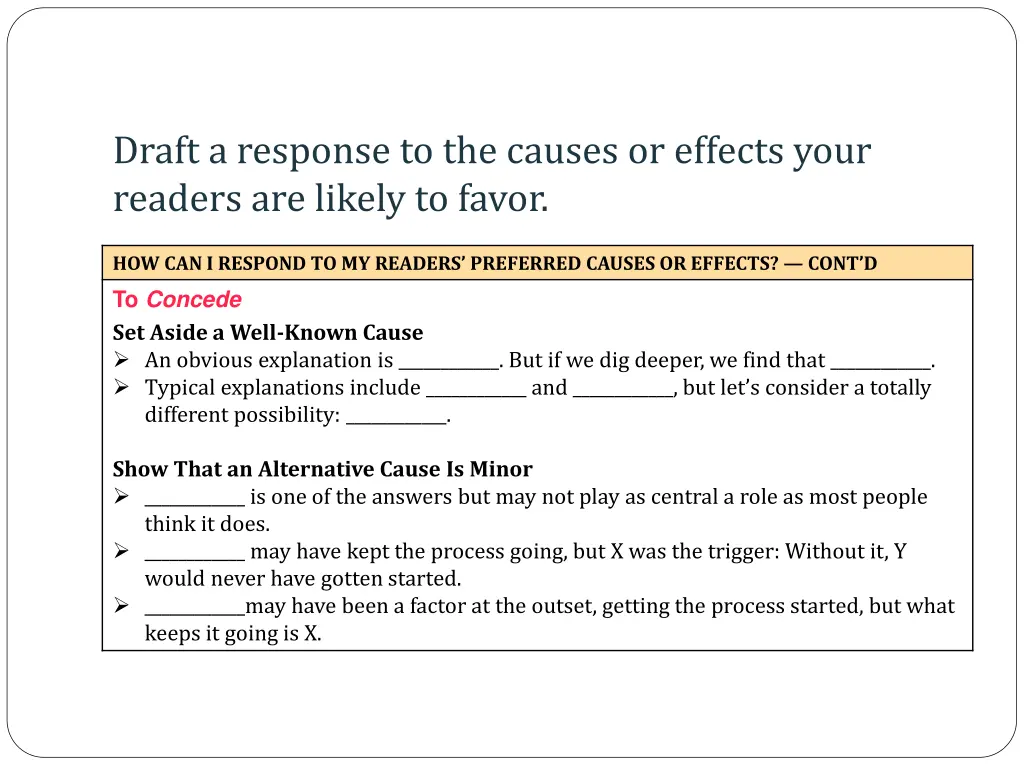 draft a response to the causes or effects your 2