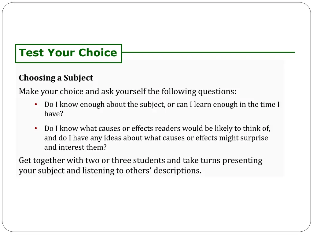 test your choice