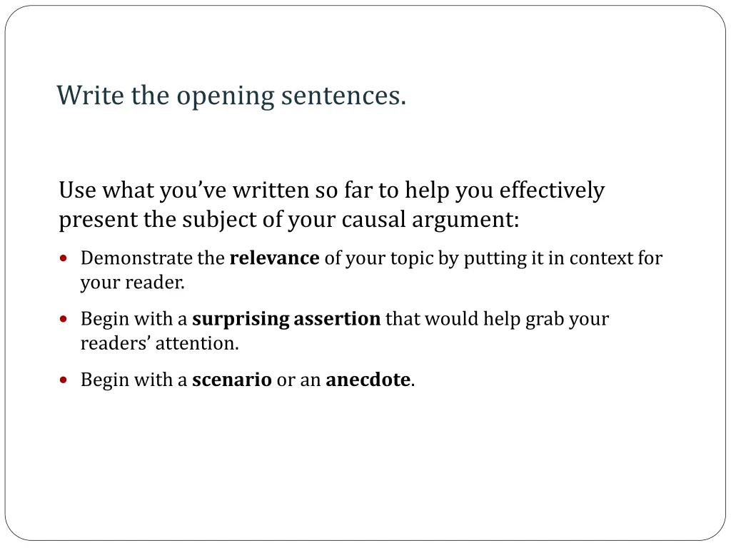 write the opening sentences