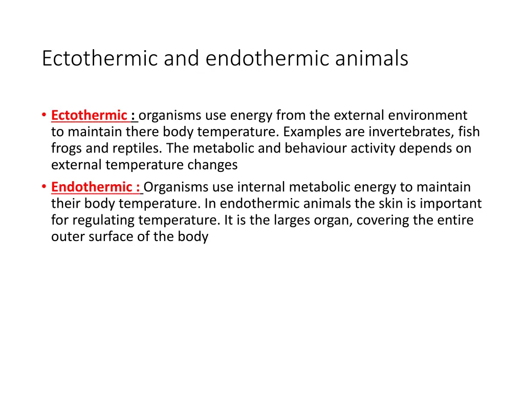 ectothermic and endothermic animals