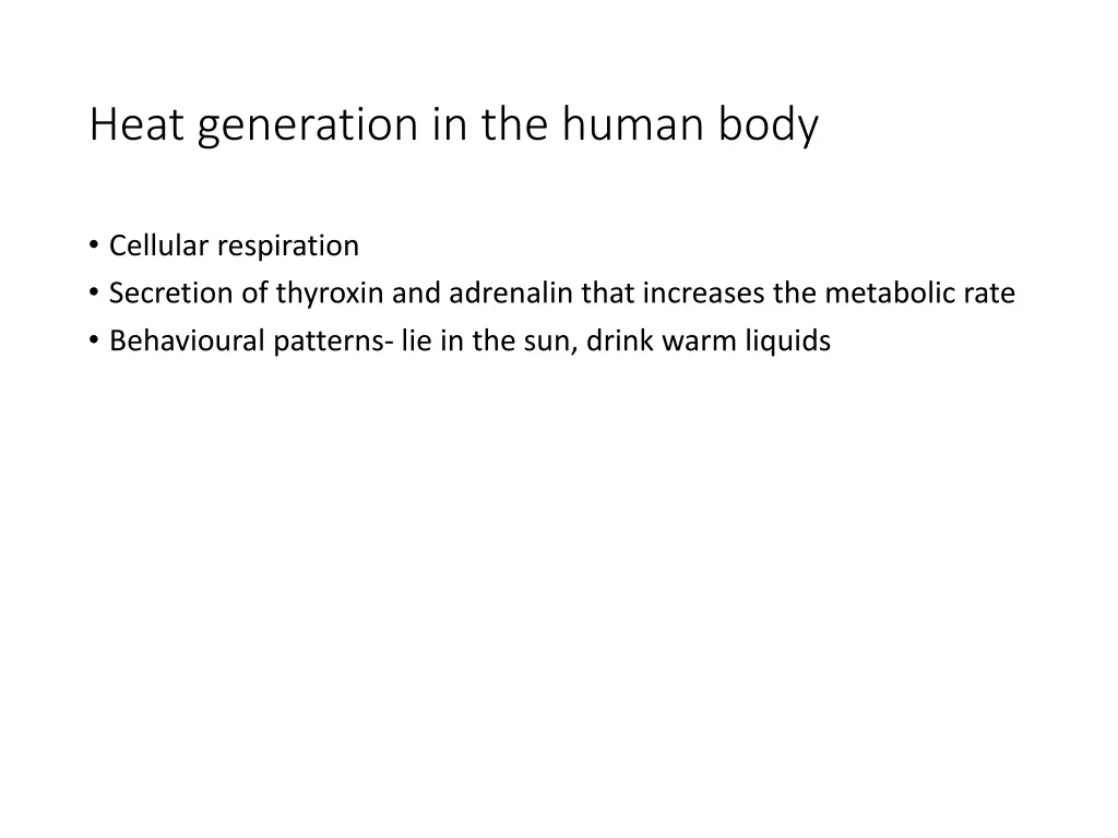 heat generation in the human body