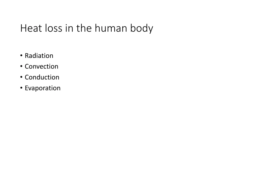 heat loss in the human body