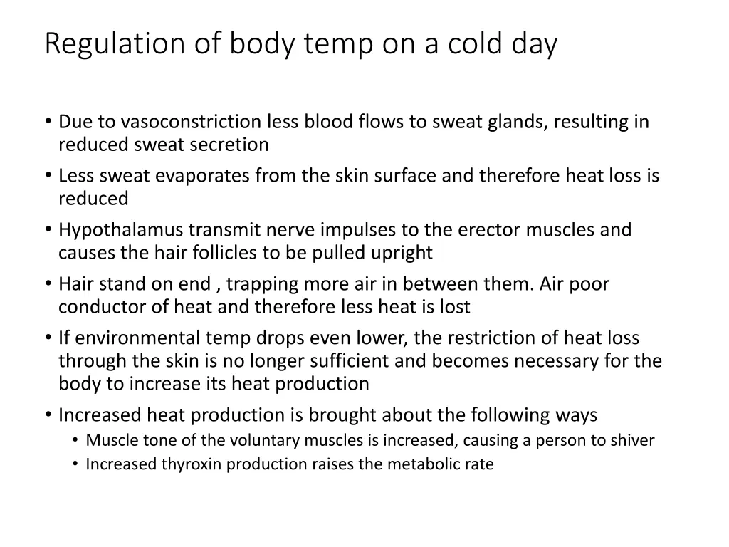 regulation of body temp on a cold day 1