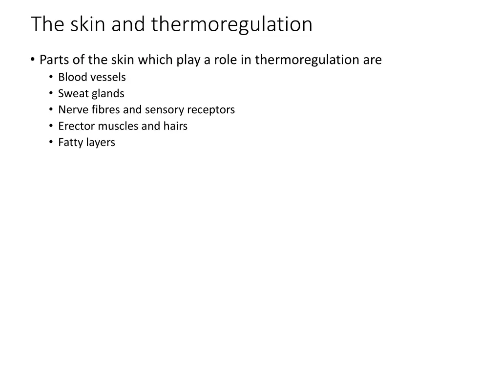 the skin and thermoregulation