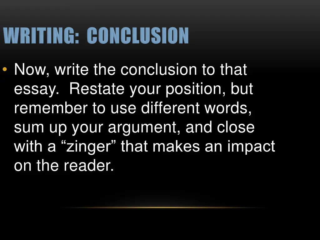 now write the conclusion to that essay restate