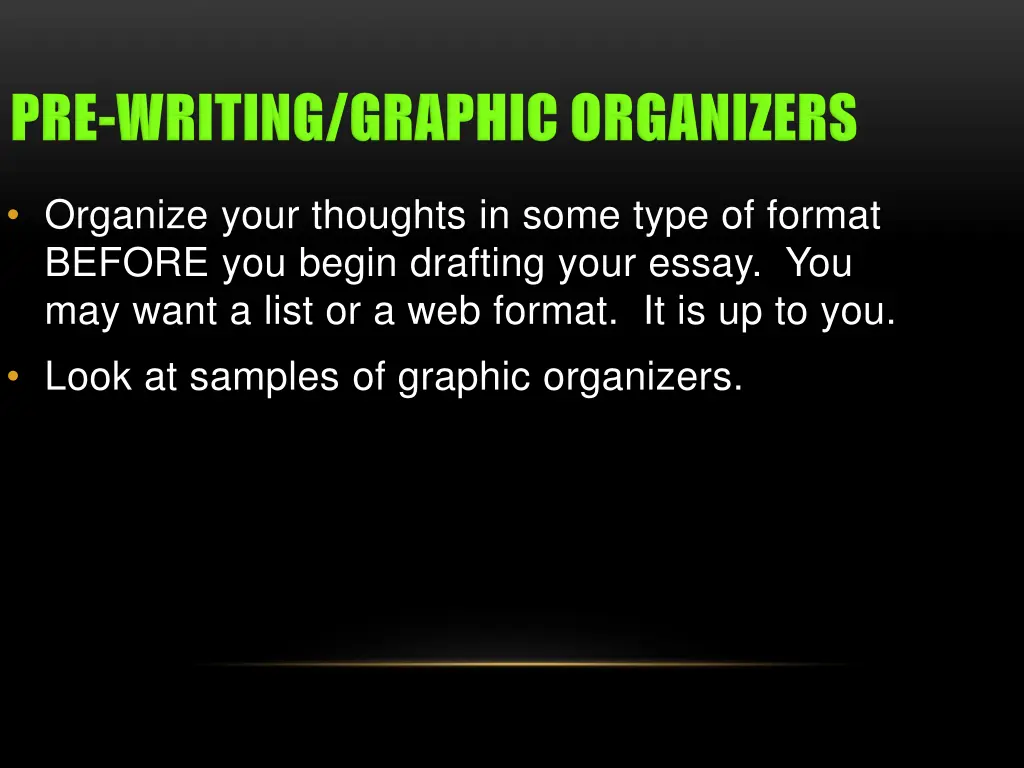 organize your thoughts in some type of format