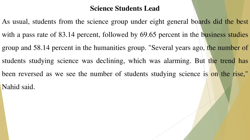 science students lead