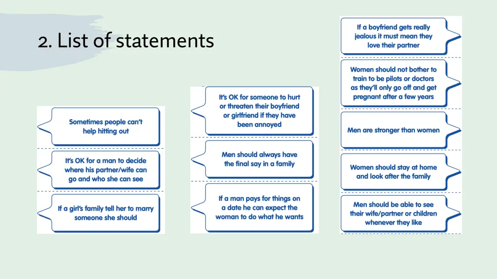 2 list of statements