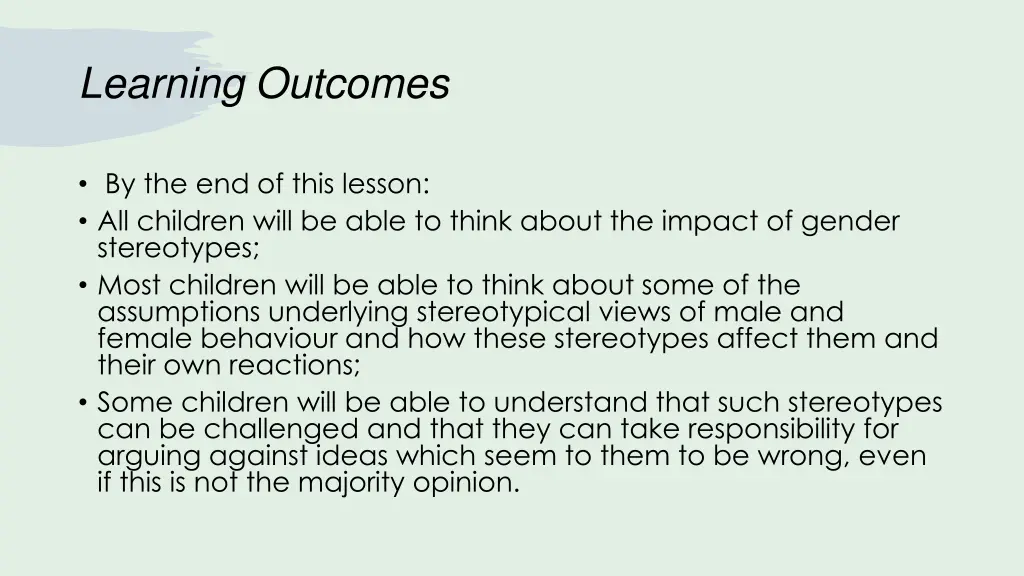 learning outcomes