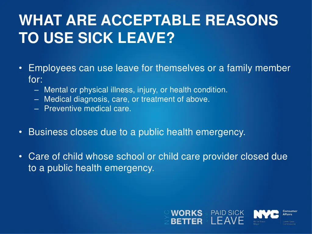 what are acceptable reasons to use sick leave