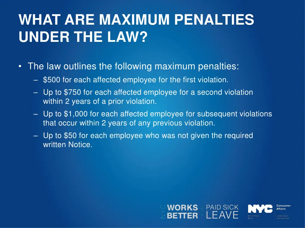 what are maximum penalties under the law