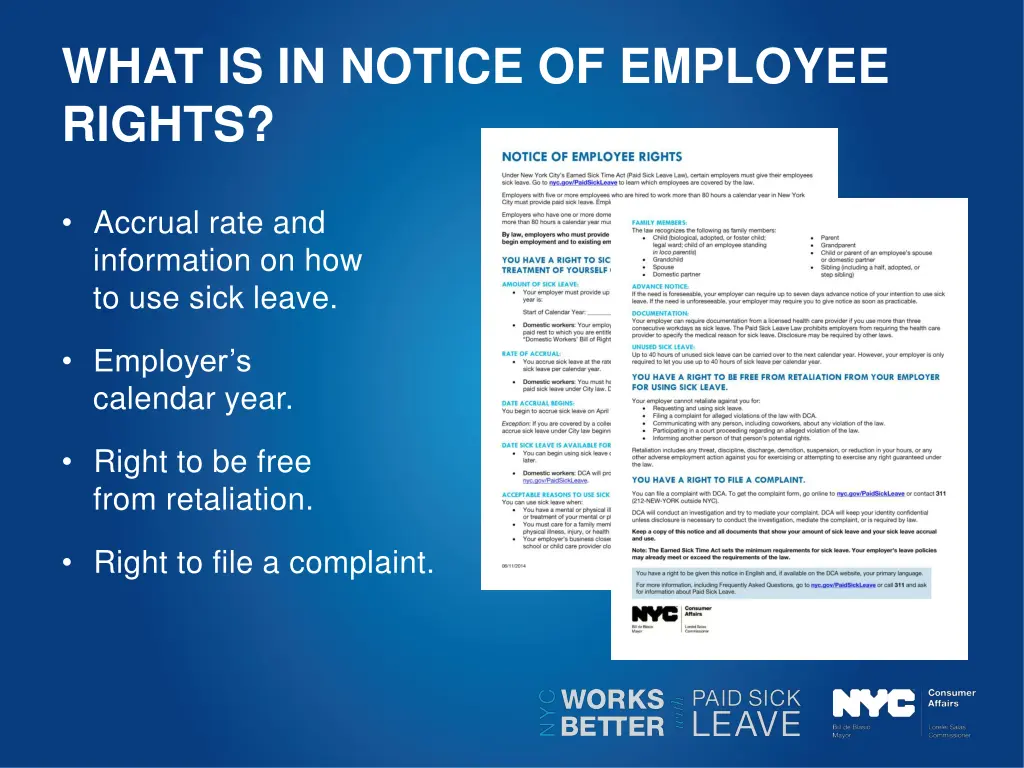 what is in notice of employee rights