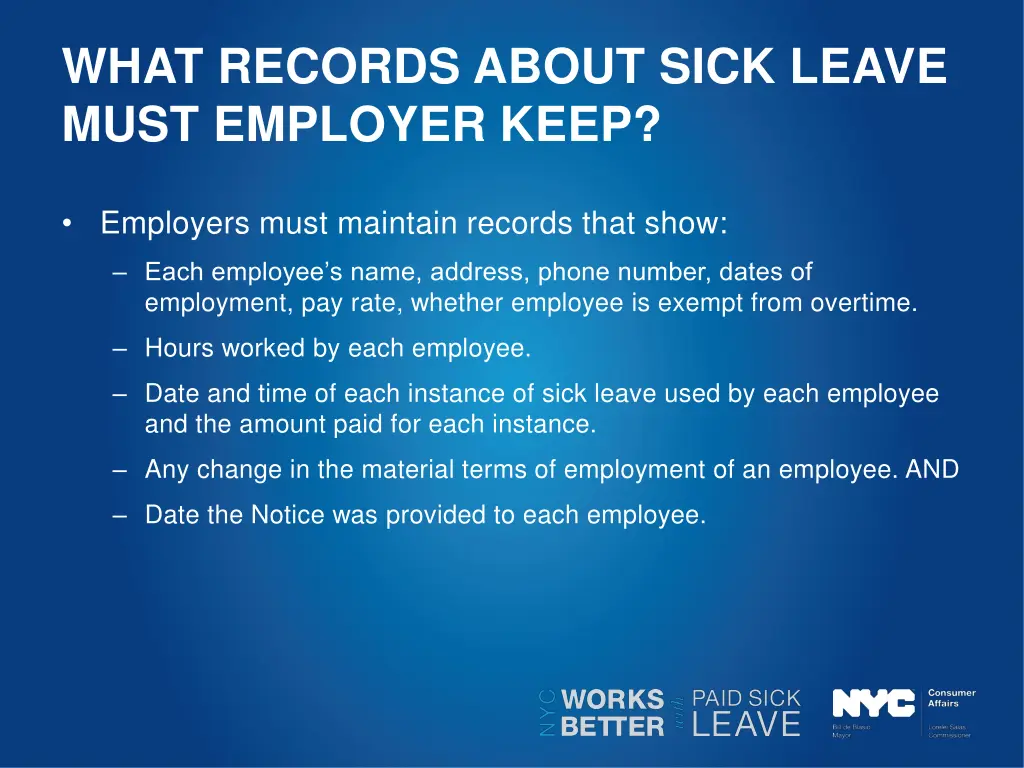 what records about sick leave must employer keep 1