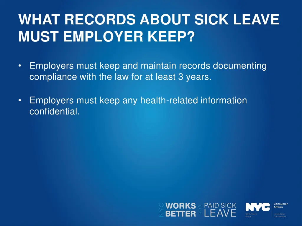 what records about sick leave must employer keep