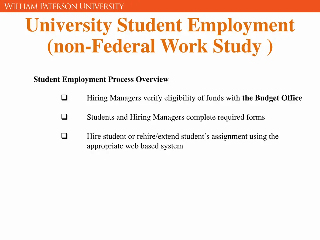 university student employment non federal work