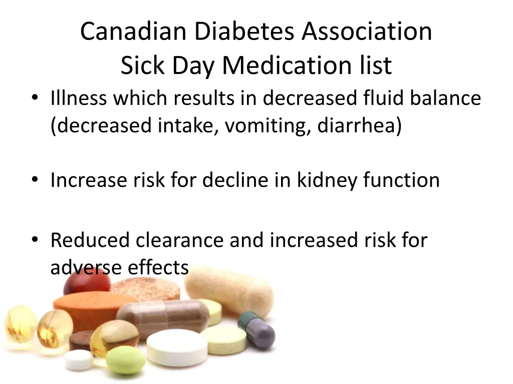 canadian diabetes association sick day medication