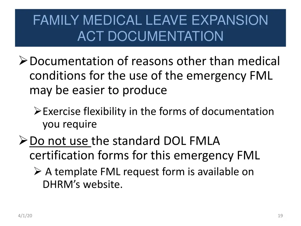 family medical leave expansion act documentation