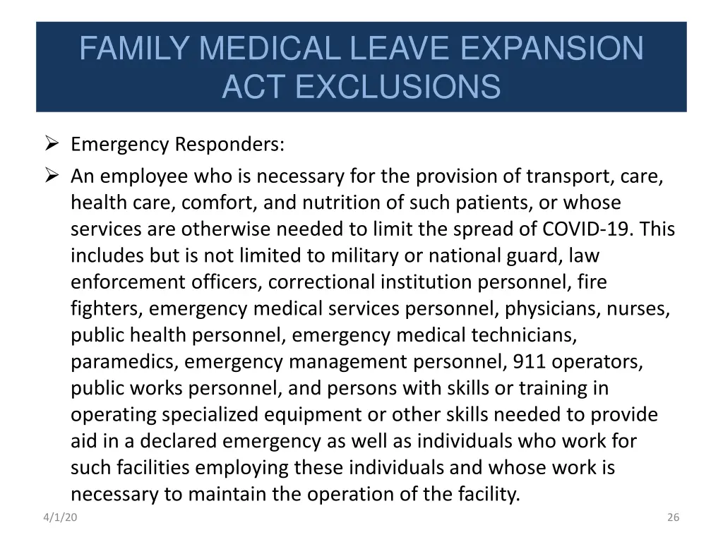 family medical leave expansion act exclusions 1