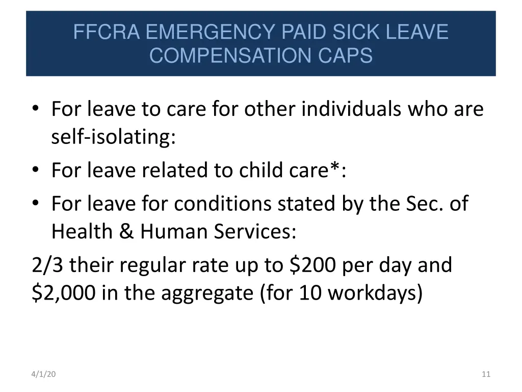 ffcra emergency paid sick leave compensation caps