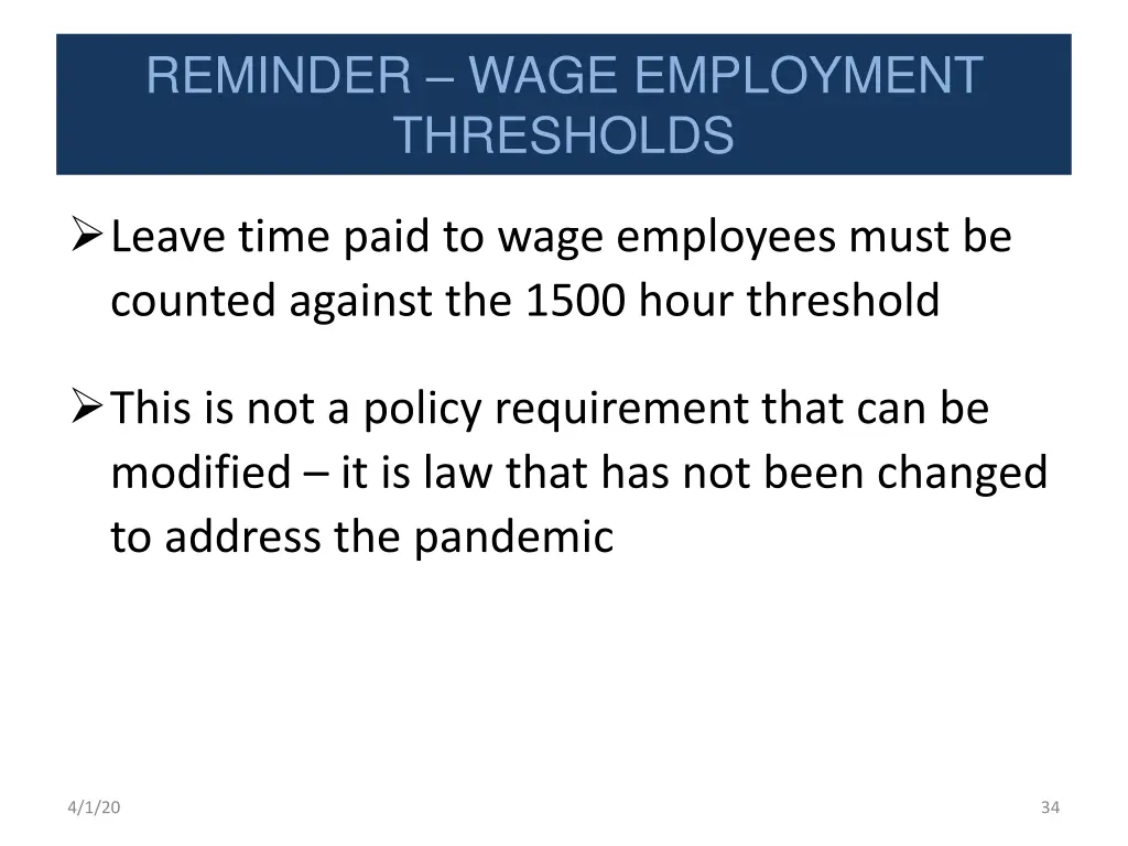 reminder wage employment thresholds