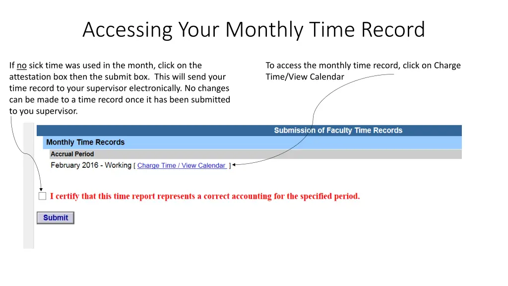 accessing your monthly time record