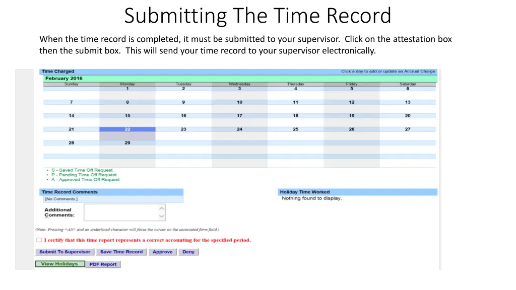 submitting the time record