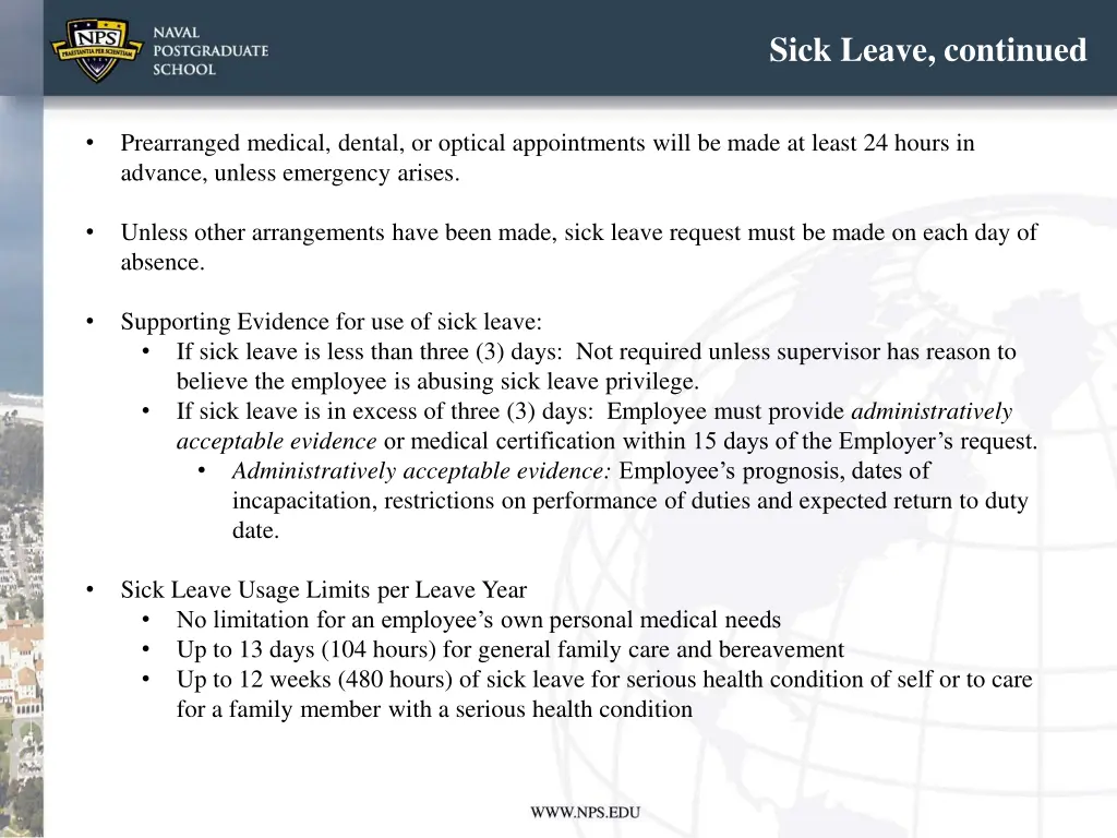 sick leave continued