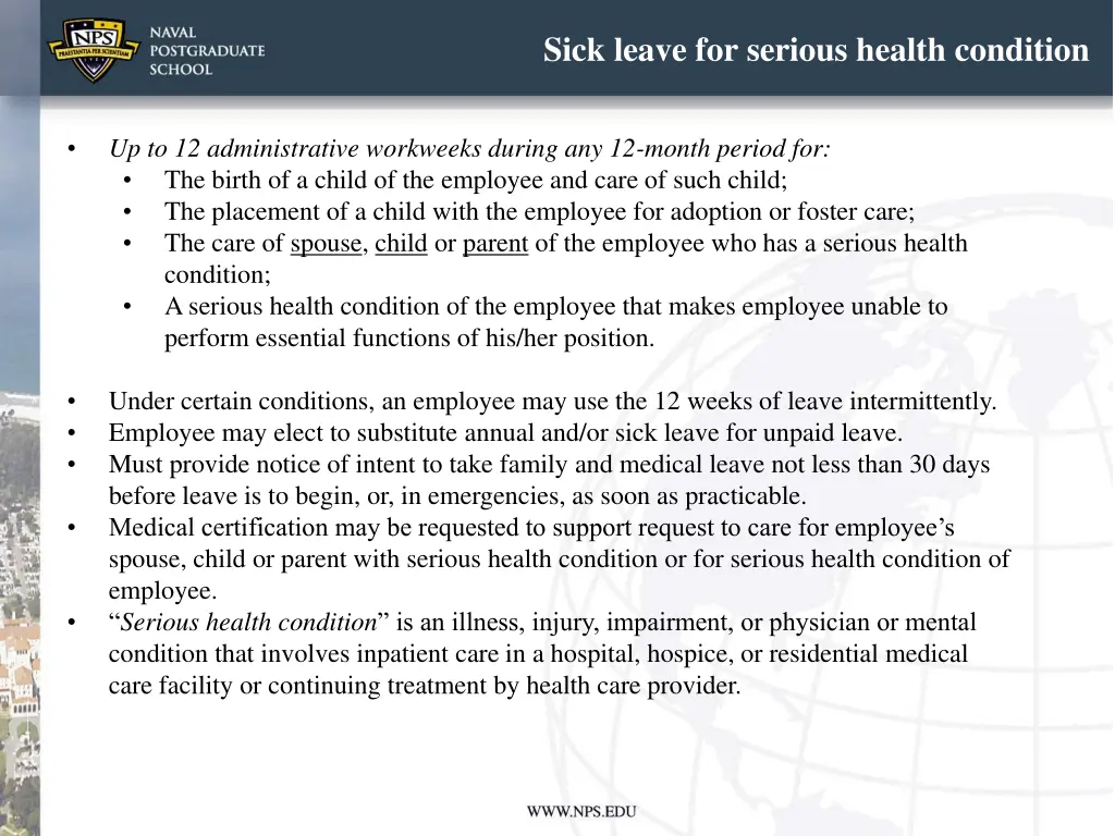 sick leave for serious health condition