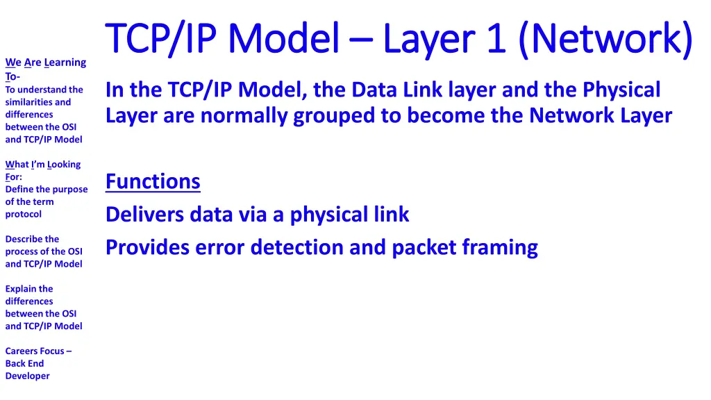 tcp ip model tcp ip model layer 1 network layer