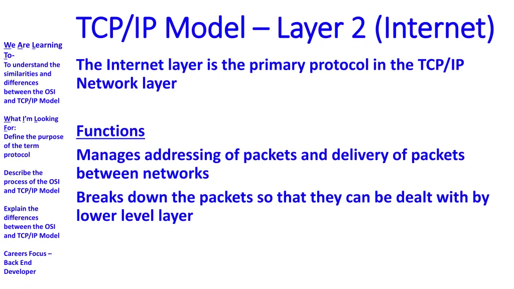 tcp ip model tcp ip model layer 2 internet layer