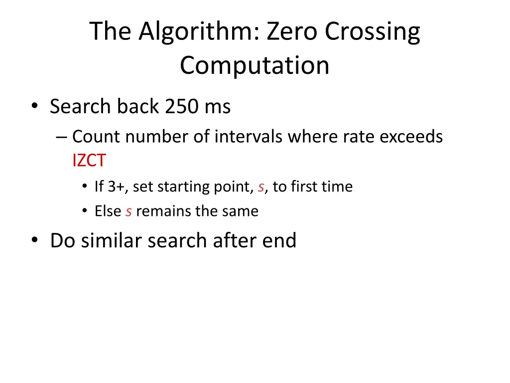 the algorithm zero crossing computation