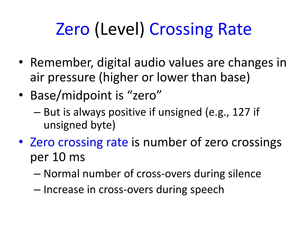 zero level crossing rate