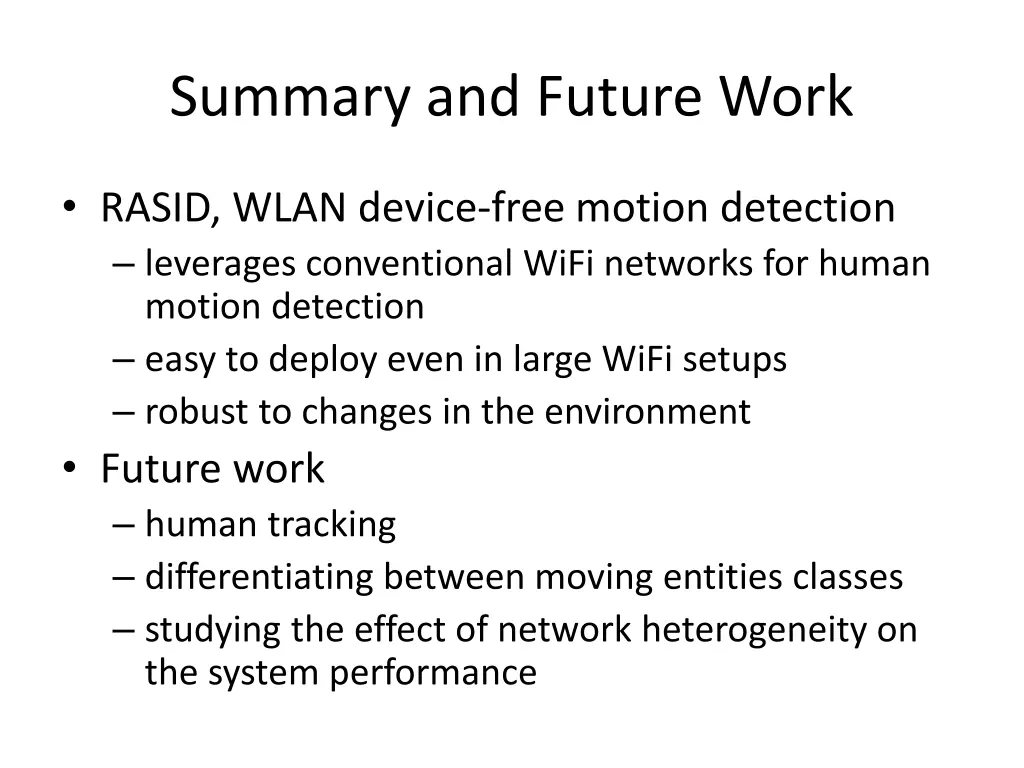 summary and future work