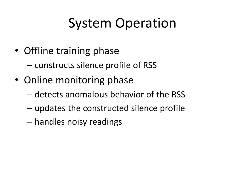 system operation