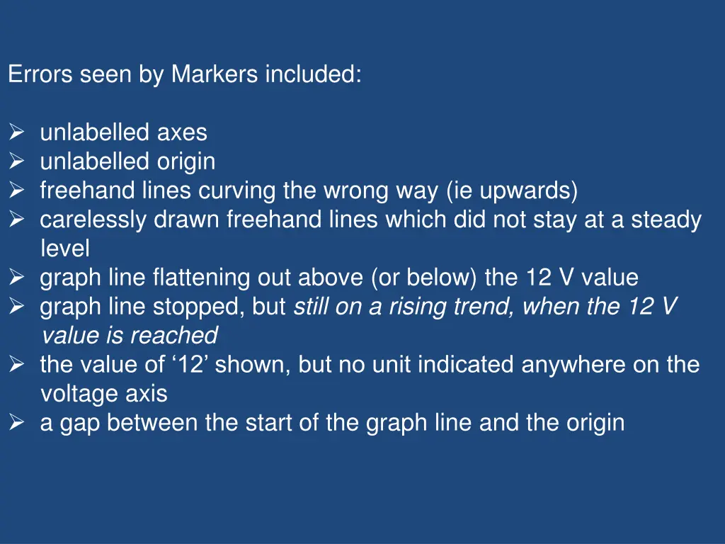 errors seen by markers included