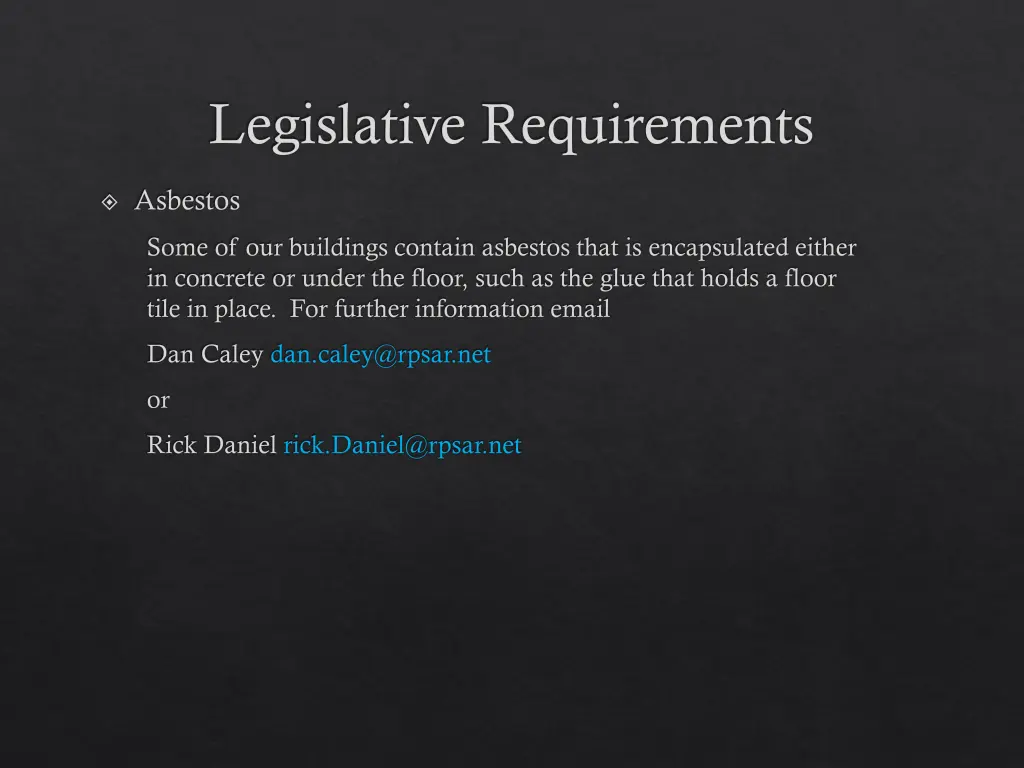 legislative requirements