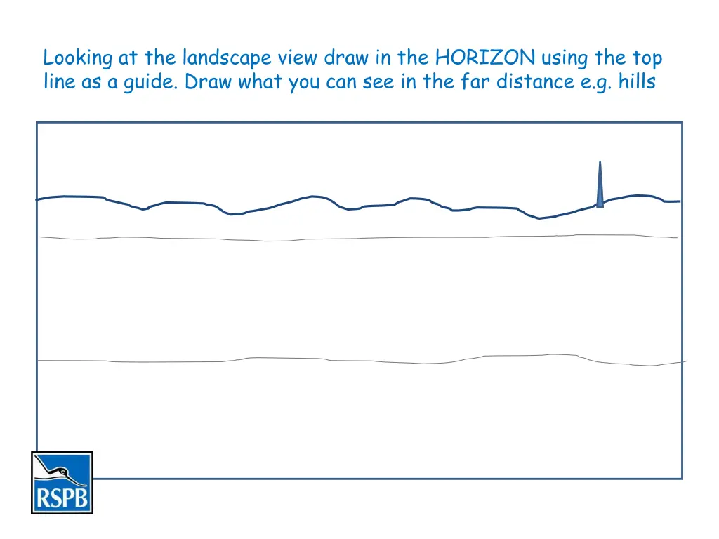 looking at the landscape view draw in the horizon