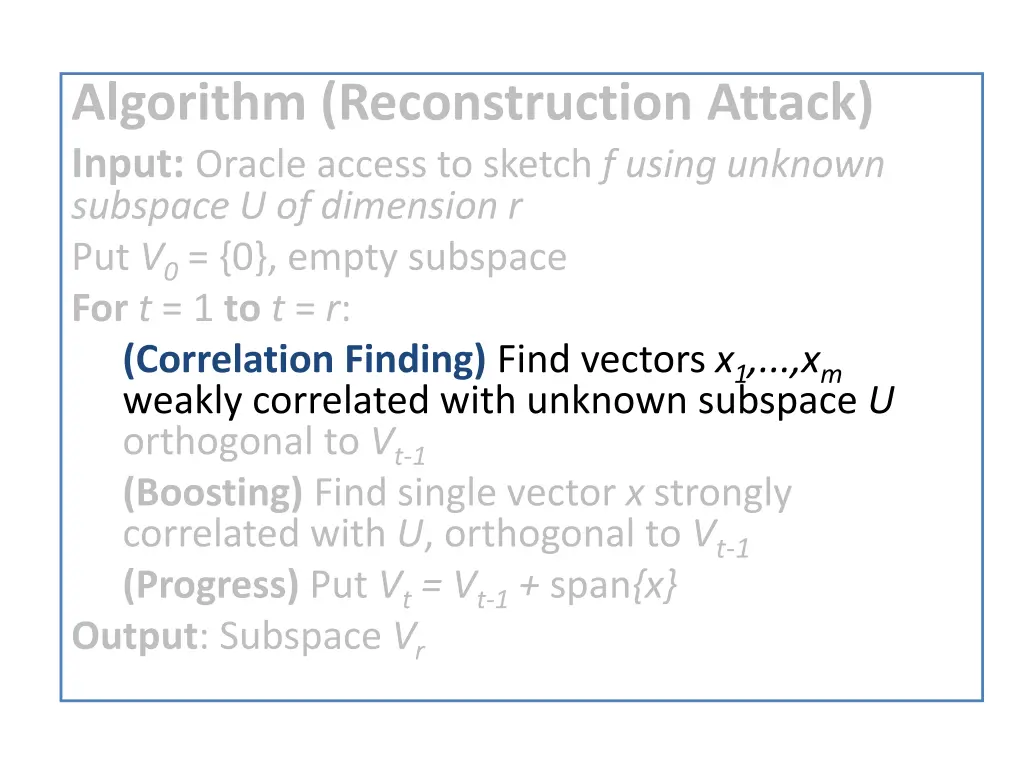 algorithm reconstruction attack input oracle 1