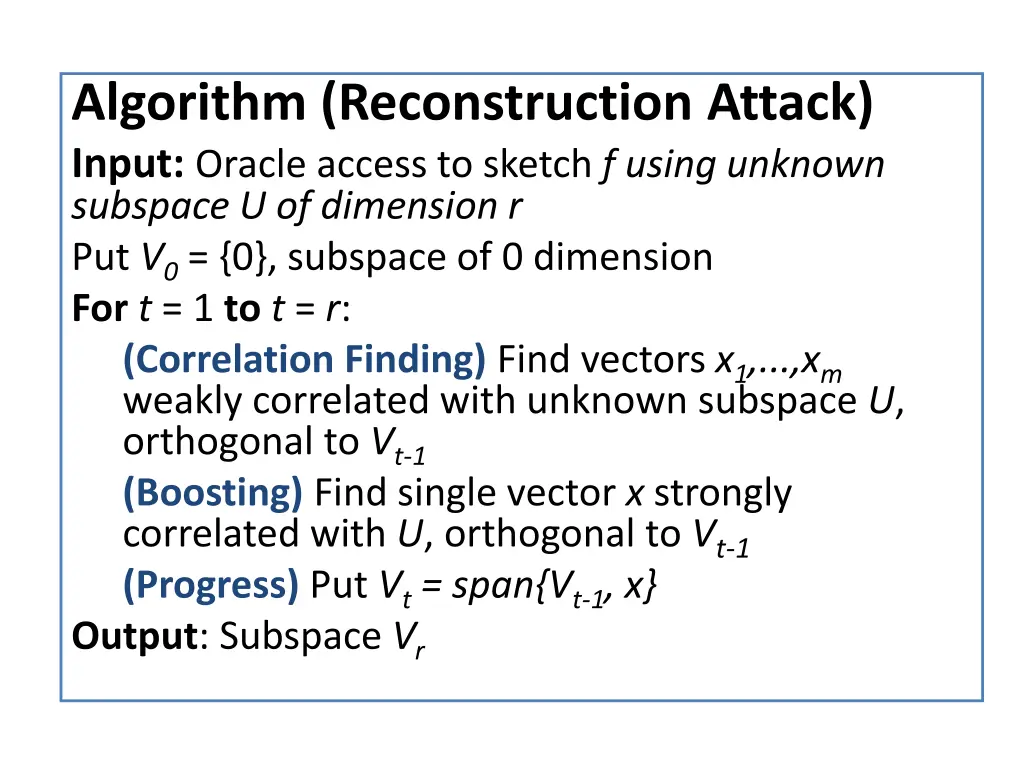 algorithm reconstruction attack input oracle