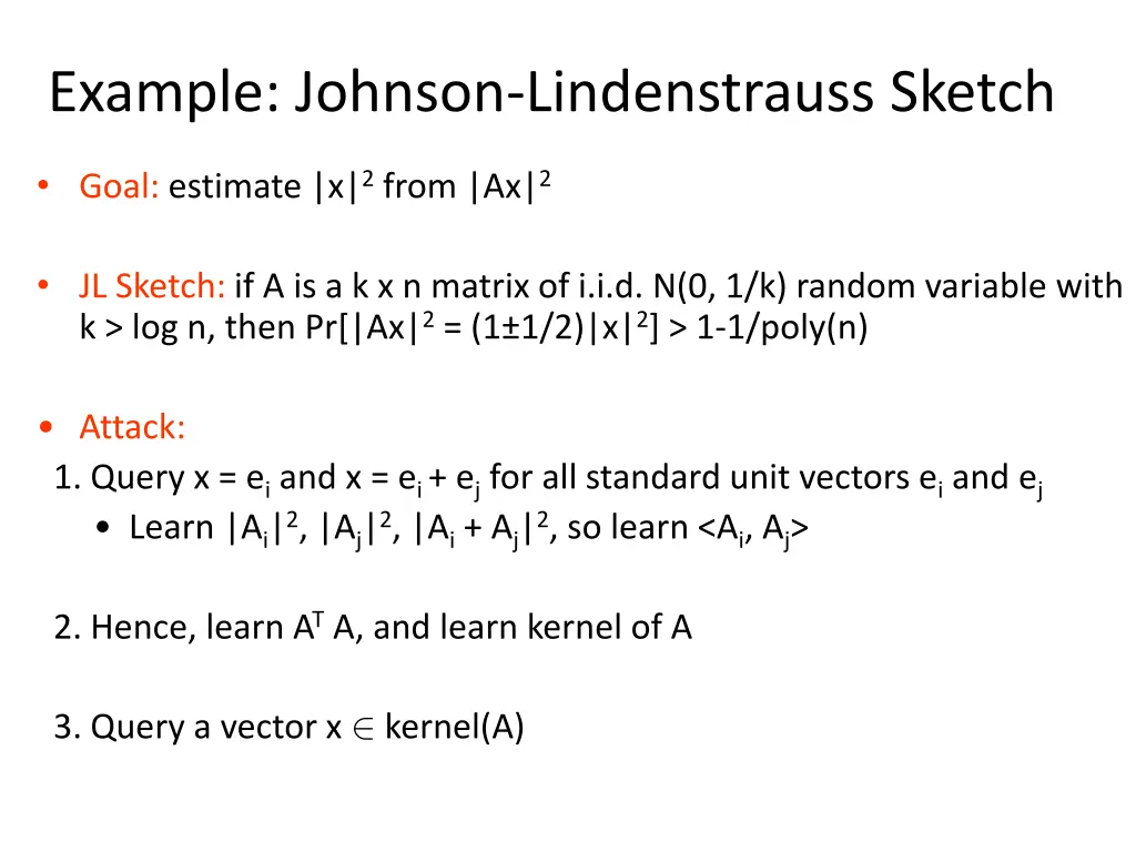 example johnson lindenstrauss sketch