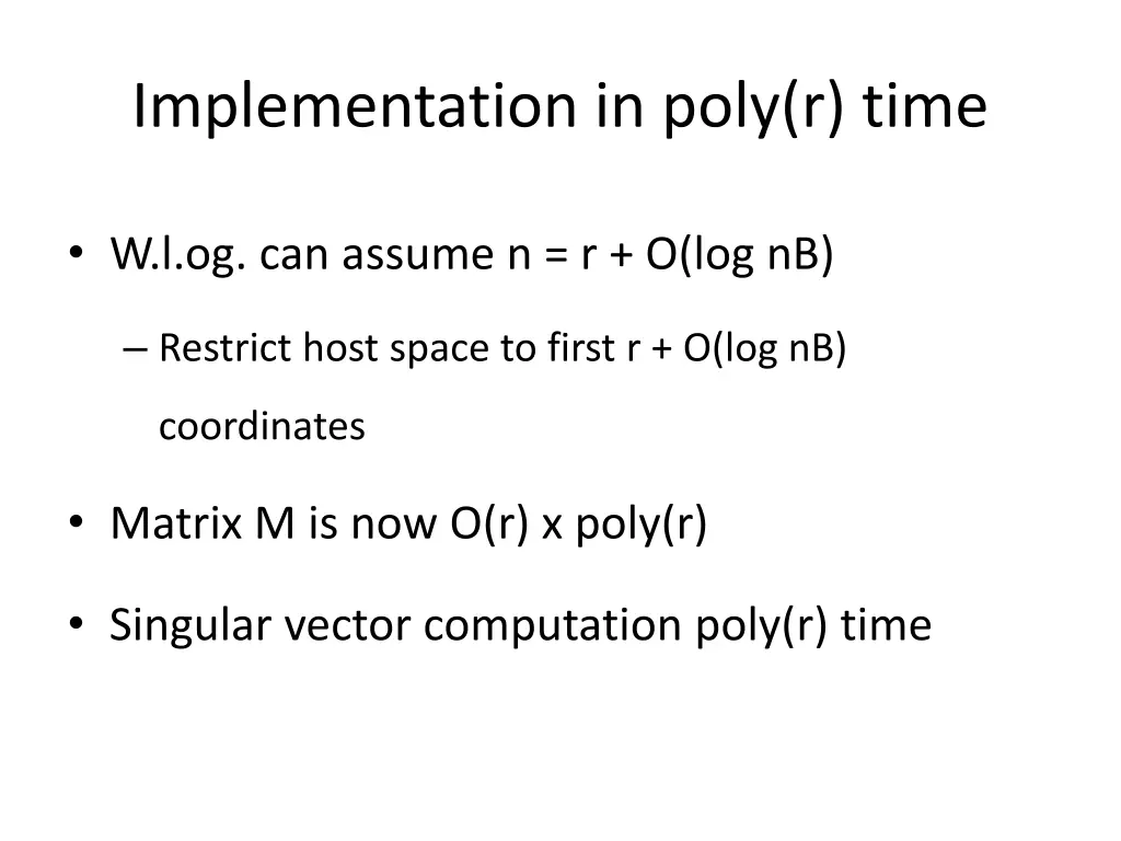 implementation in poly r time