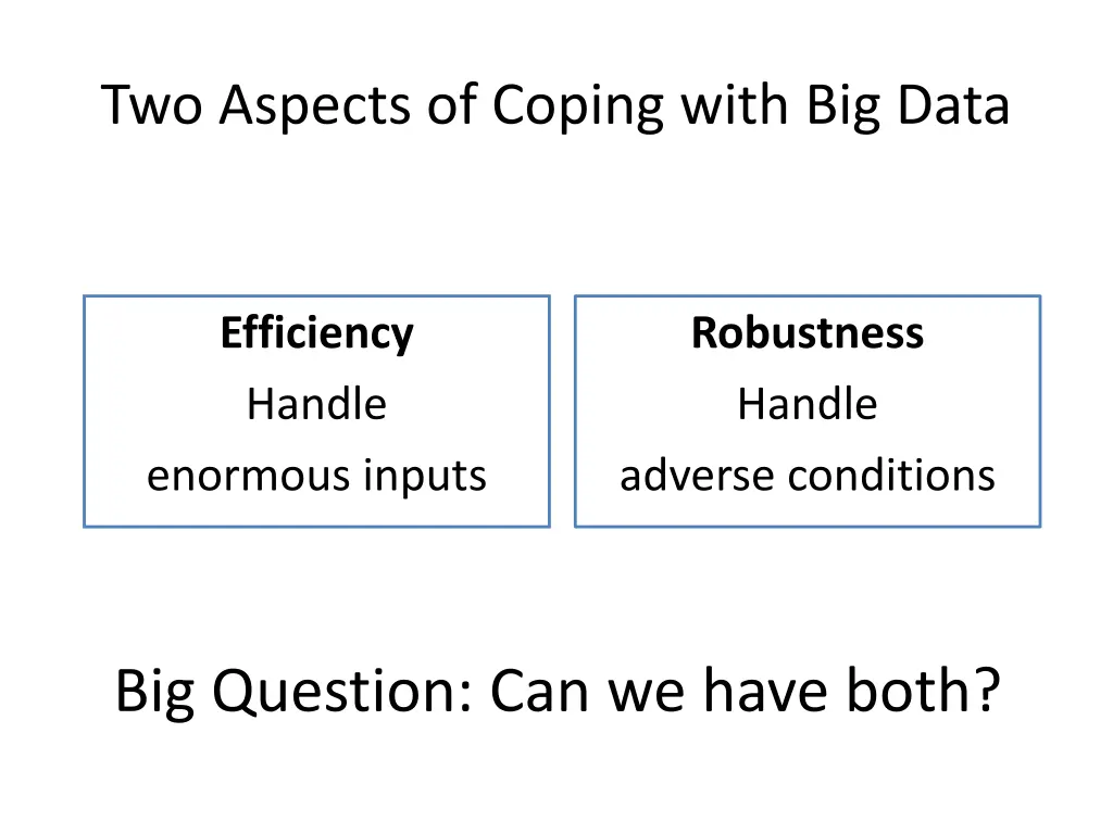 two aspects of coping with big data