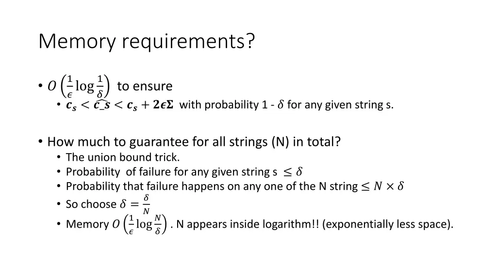 memory requirements