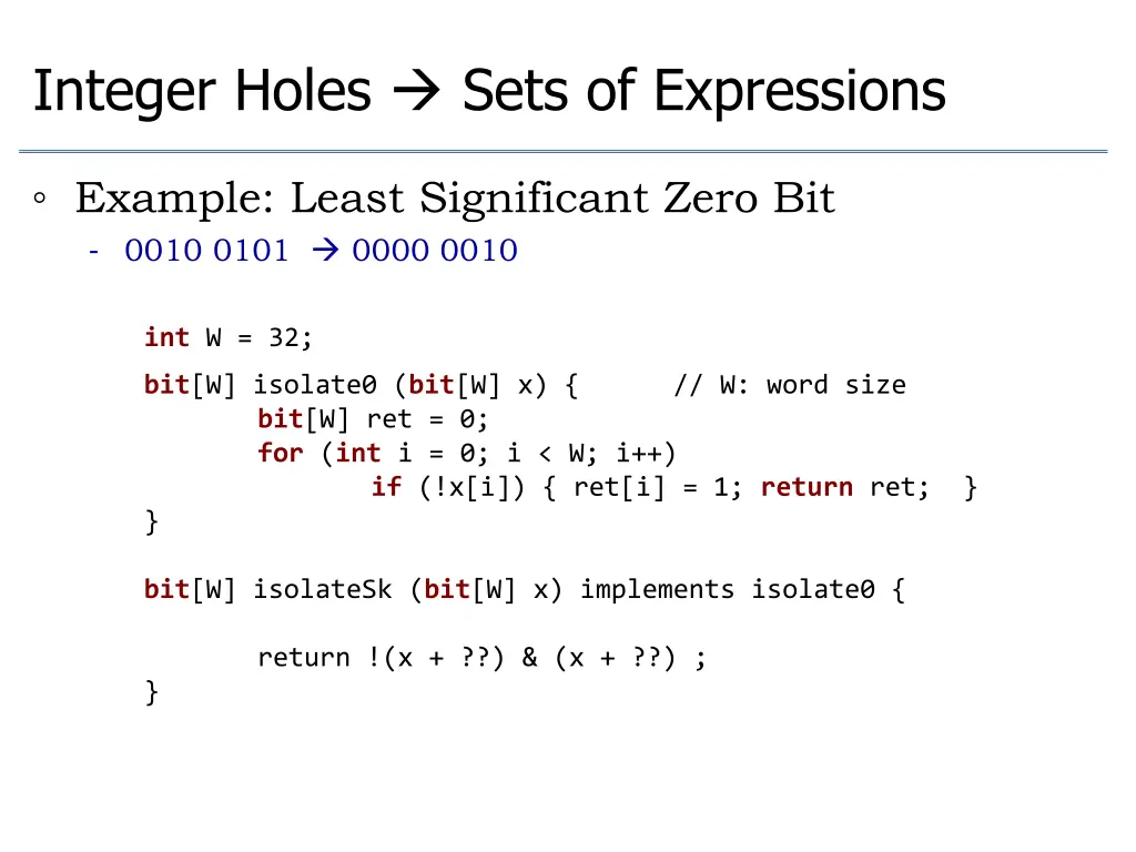 integer holes sets of expressions 2