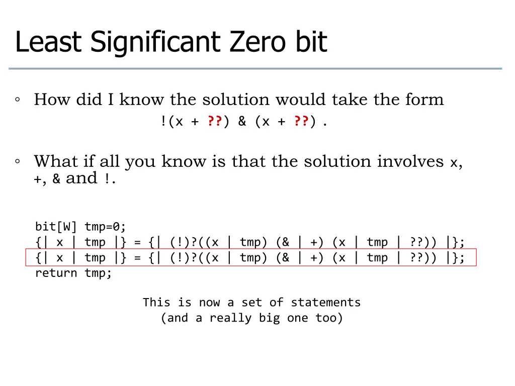 least significant zero bit 1