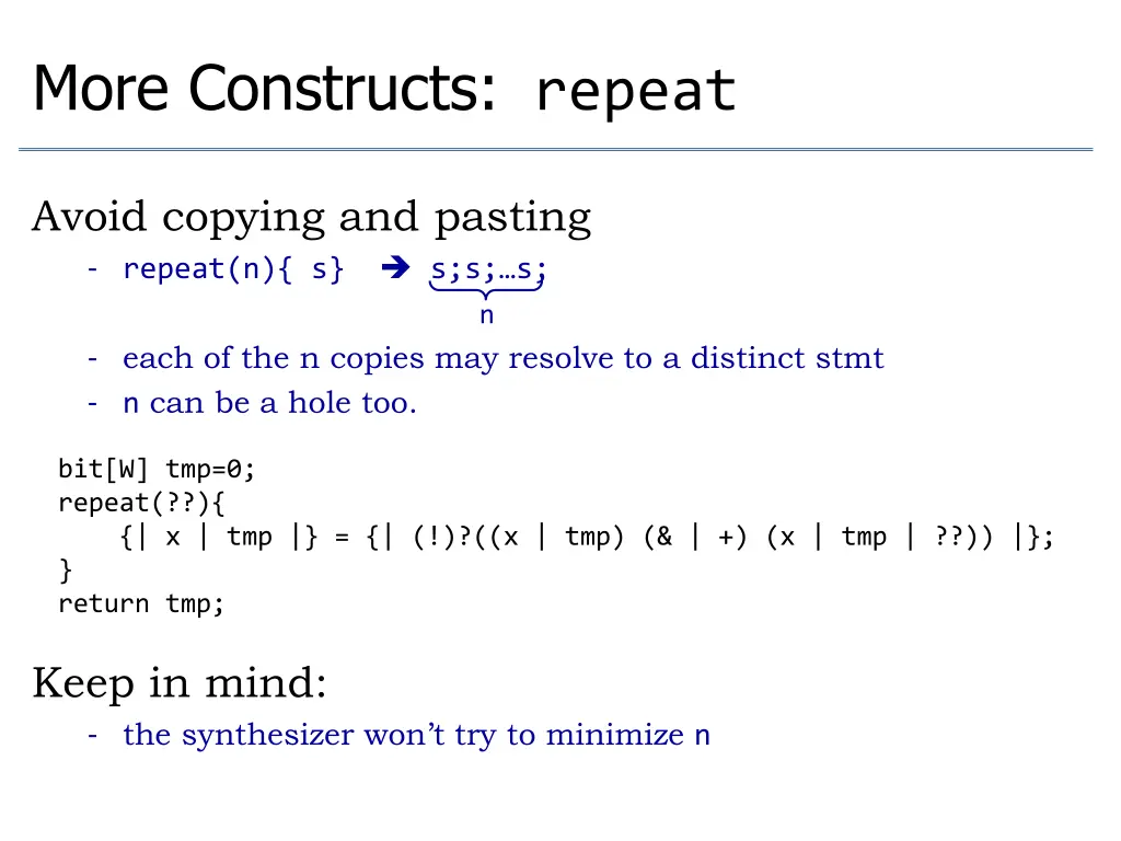 more constructs repeat