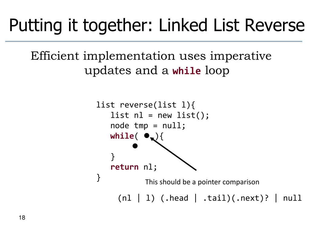 putting it together linked list reverse