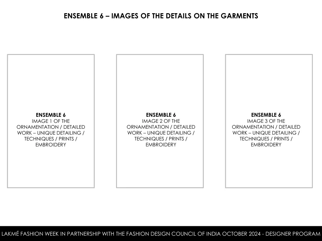 ensemble 6 images of the details on the garments