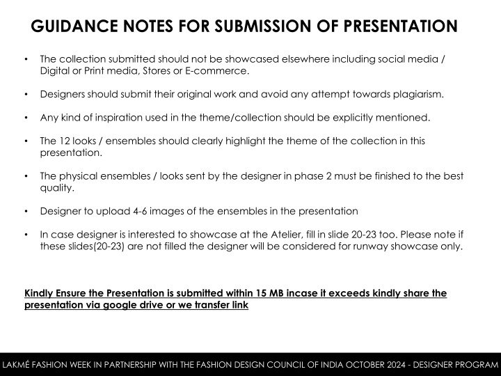 guidance notes for submission of presentation