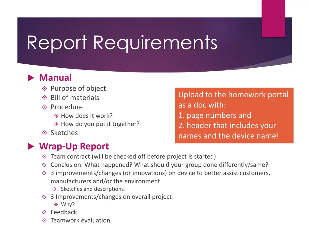 report requirements